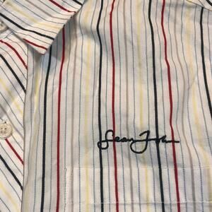 Sean John Mens Large Long Sleeve Striped Button Shirt Colorful Spring‎